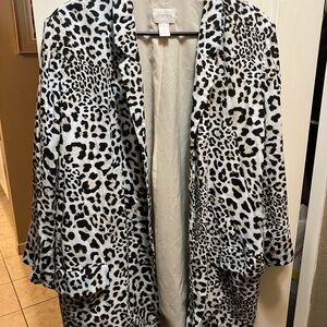 Chico's Black and White Leopard Print Blazer